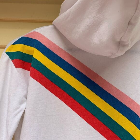 Wildfox white/rainbow decorated hooded zip up sweater, good preowned condition,S - Picture 11 of 16